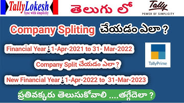 How to Split Company in Tally Prime Telugu | Split Company Data Year Wise in Tally Prime 2022 |