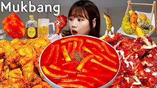 🌶우주최강조합!! 신전떡볶이+슈프림치킨,후라이드 먹방🍗킹조합에 산토리 하이볼+모듬튀김까지!😋 CHICKEN MUKBANG ASMR EATINGSHOW REALSOUND 요리 먹방