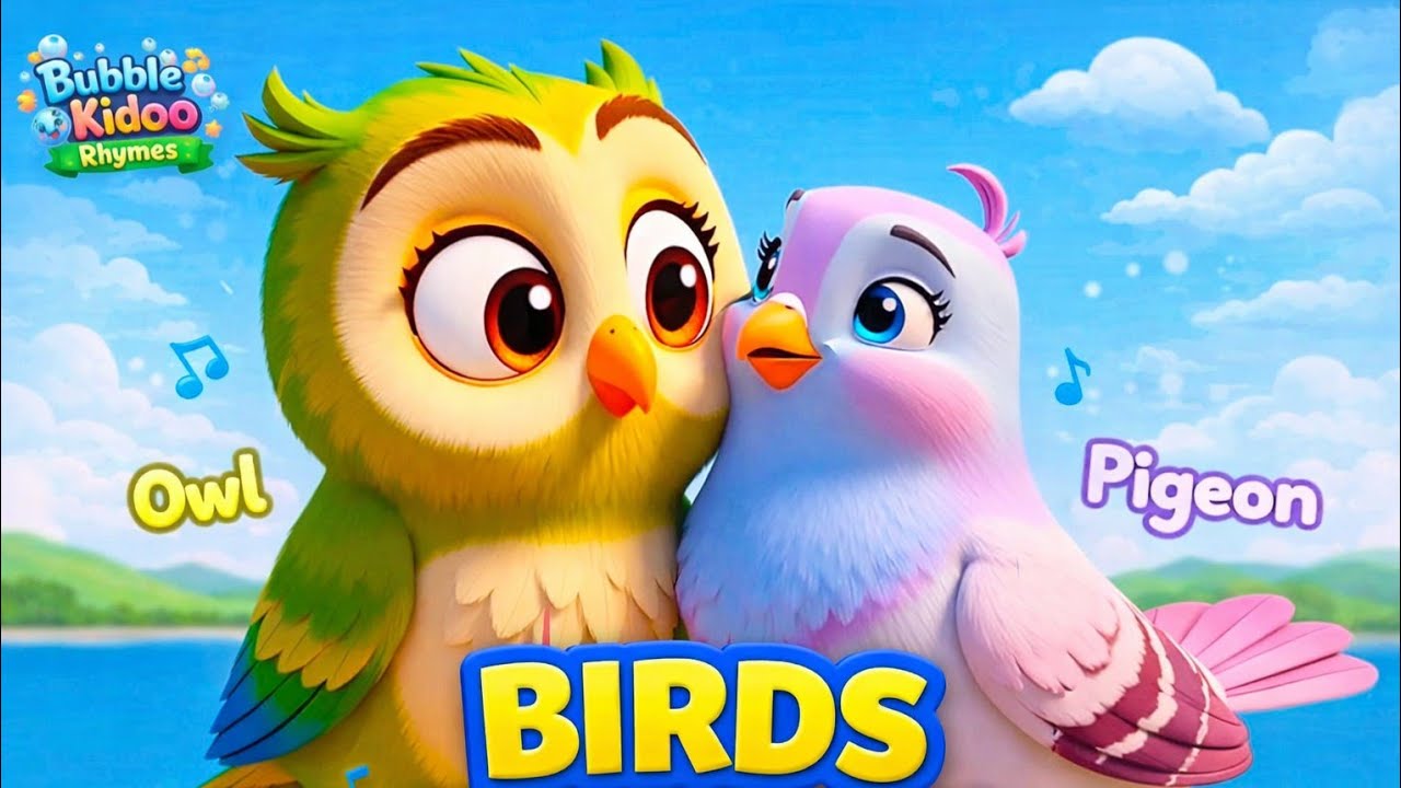 Birds Song | Learn Bird Names with 3D Cartoon | kids song | BubbleKidoo Rhymes