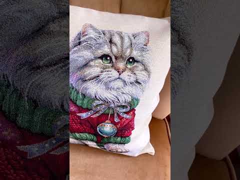 Декоративна наволочка Новорічна 45х45 см, гобелен KISS1374C, видео 1