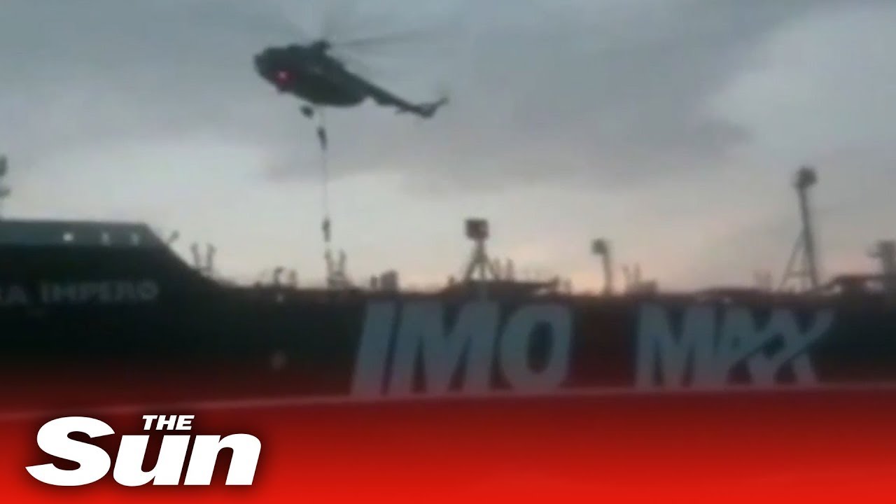 Iranian special forces rappel onto the British oil tanker Stena Impero