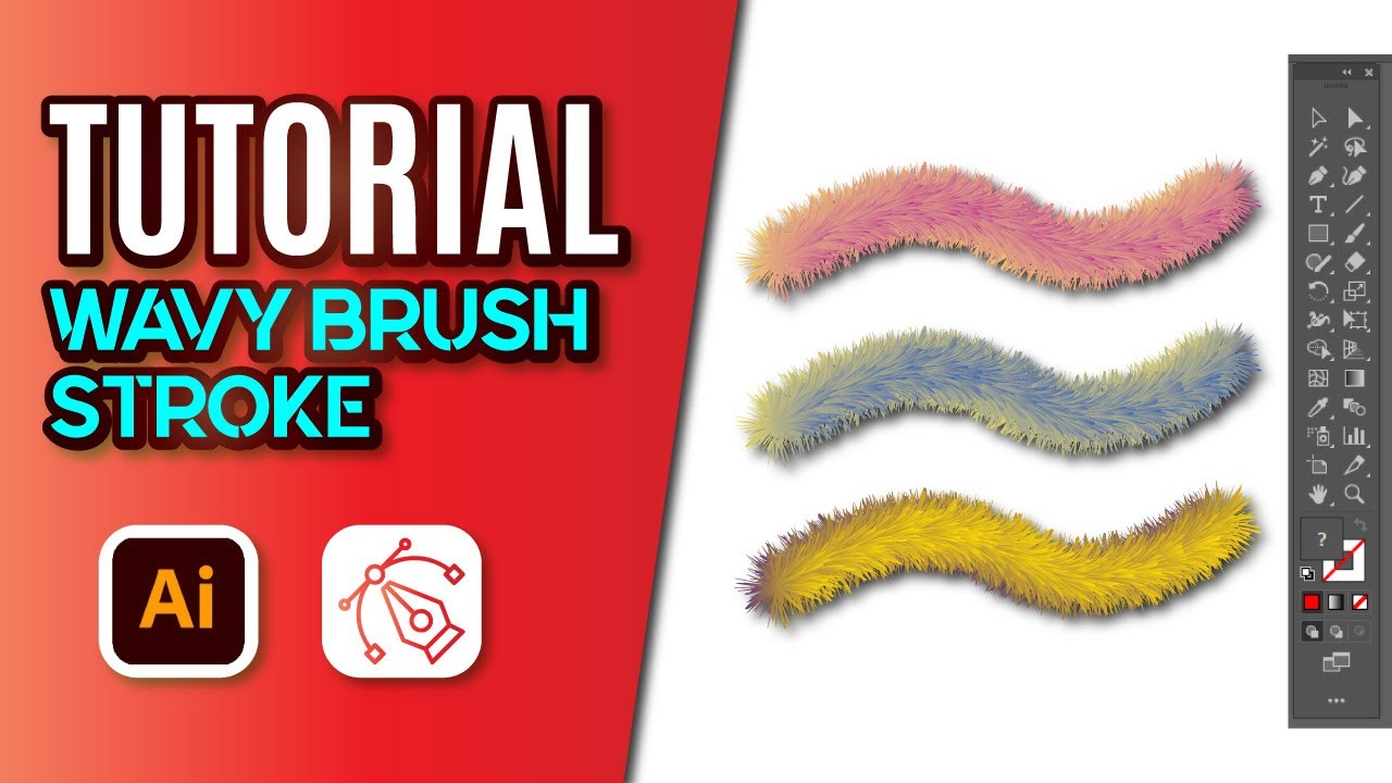 How to Create Colorful Wavy Brush Strokes in Adobe Illustrator | Step ...