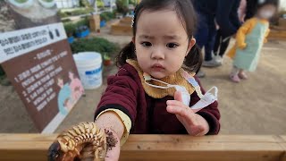 [SUB] Реакция милого корейского ребенка, который впервые прикоснулся к гусенице! 🐛