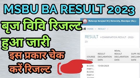Msbu ba result 2023 | brij university bharatpur ba result 2023 | msbu ba final year result 2023