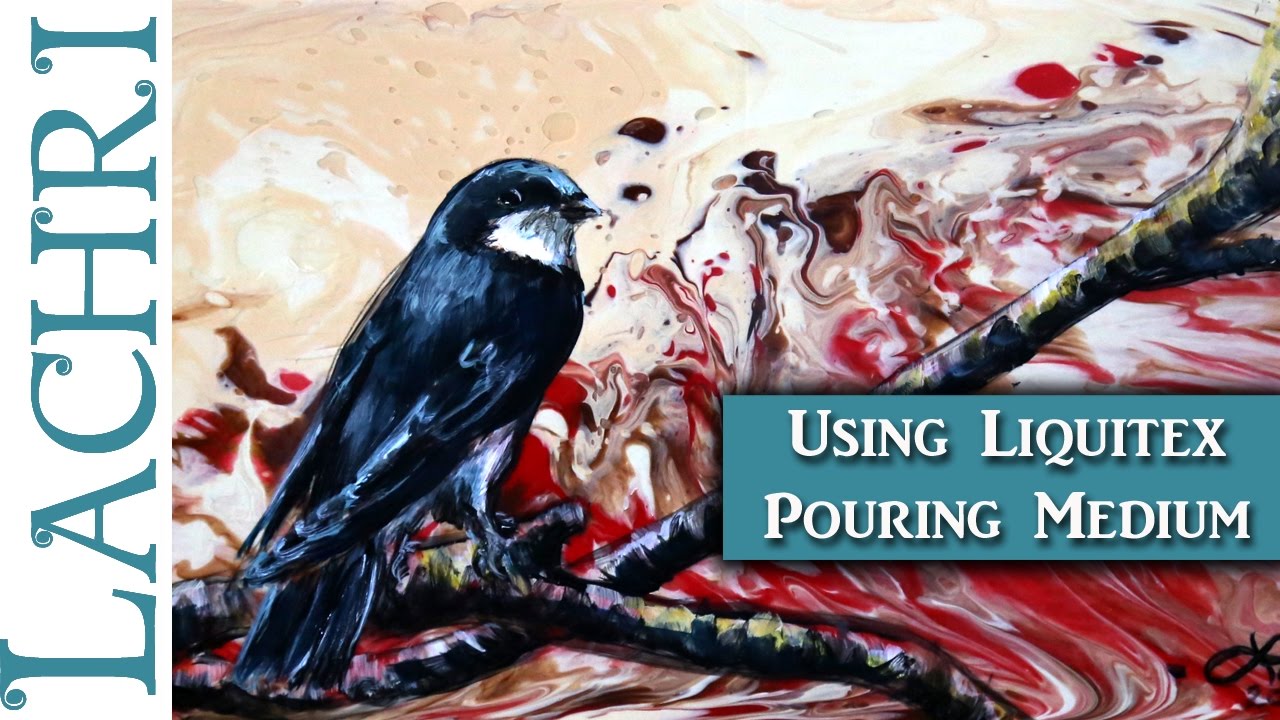 ⁣Painting a bird over Liquitex Pouring Medium - Painting tips w/ Lachri