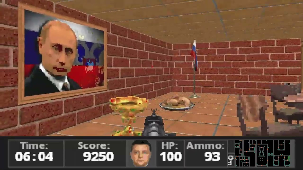 Wolfenstein 3D - Kreml3D Mod - Fight vs Putin, Lawrow, Medvedev