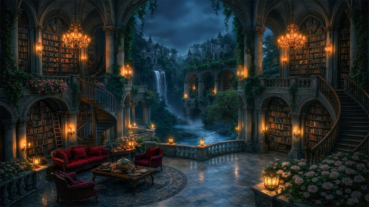 You're Studying in the Spring Library Ambience | Dark Academia Music for Writing & Relax, Focus