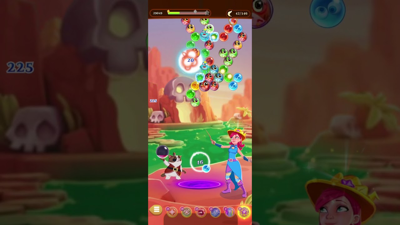 BUBBLE WITCH 3 SAGA LEVEL 4368 ~ Two STAR boosters & one GREEN booster, no hats, no firecharms