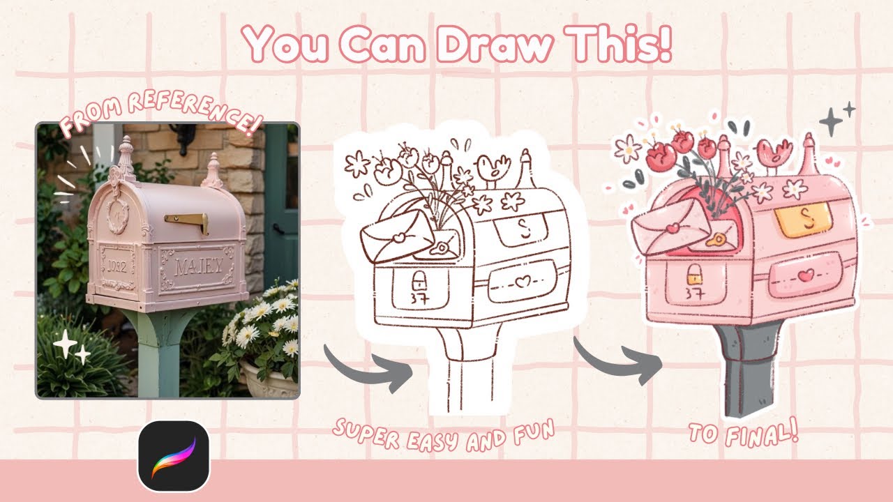 How to Draw a Cute Mailbox in Procreate 💌🌷 - YouTube