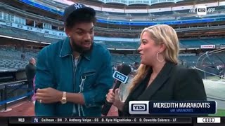 Karl Anthony Towns goes to the Yankees stadium for the first time