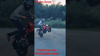 Nate&#39;s Grom stunt practice #stunt #motorbike #motorcycletricks #wheelies #fun #honda #bike #pitbike