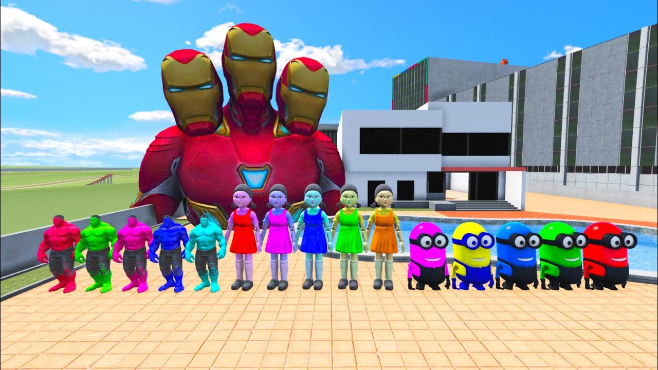 FRANKLIN PLAYING HIDE AND SEEK WITH MINIONS, SQUAD DOLL AND HULK TEAM  IN INDIAN BIKE DRIVING 3D