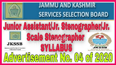 Advertisement 04 of 2020 Junior Assistant/ junior stenographer syllabus