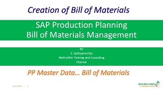 01-33 SAP PP – Creating Bill of Materials in English (SAP Production Planning PP)