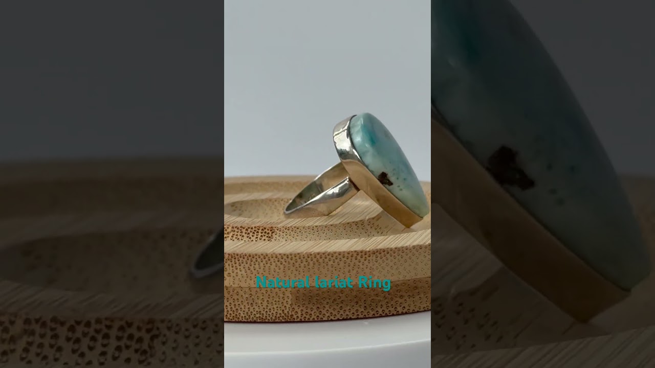 Handmade Natural Larimar Ring in Sterling Silver