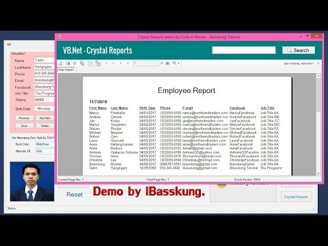 VB.Net Tutorial : How to Dynamically Change Crystal Reports Database Connection (Access)