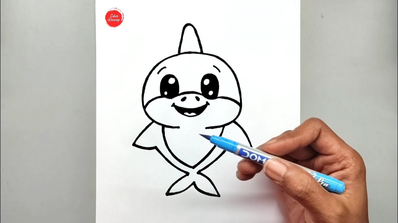 Как легко нарисовать акулу | Простой пошаговый урок рисования акулы для начинающих