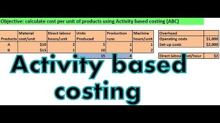 Activity based costing - How to calculate cost (direct material, direct labour, overhead)