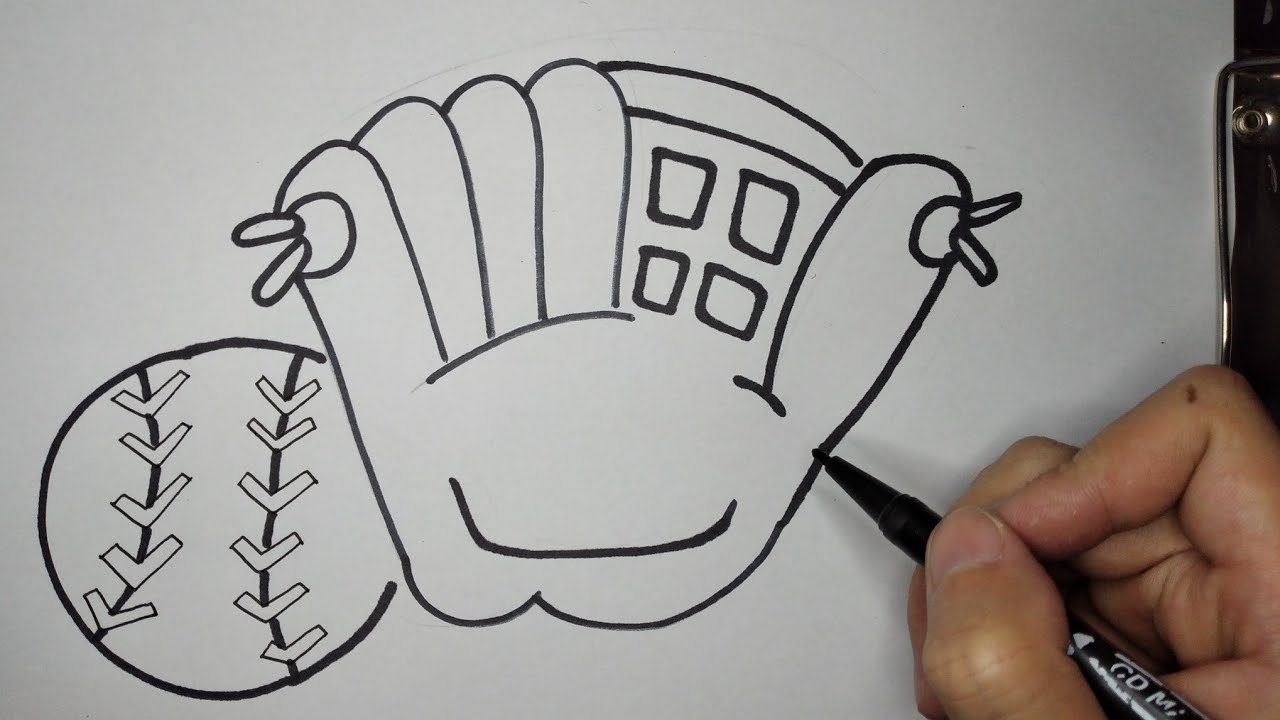 Cómo dibujar un guante de béisbol/How to draw a baseball glove YouTube
