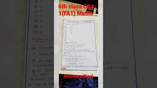 6th Class Maths CBA:1(FA.1) Answers (Key) 2022-23