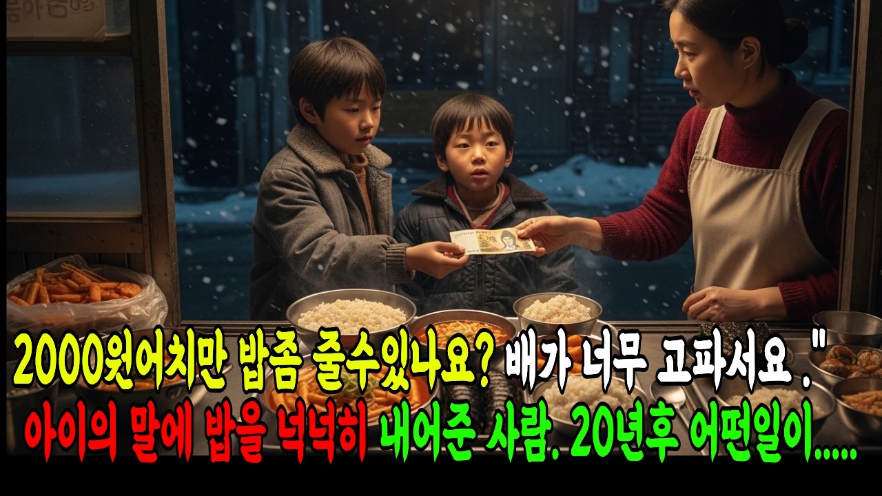 2000원어치만 밥좀 줄수있나요? 배가 너무 고파서요. 아이말에 밥을 넉넉히 준 사람  20년 뒤 분식집 앞에서 벌어진 일 #오디오북 #감동사연
