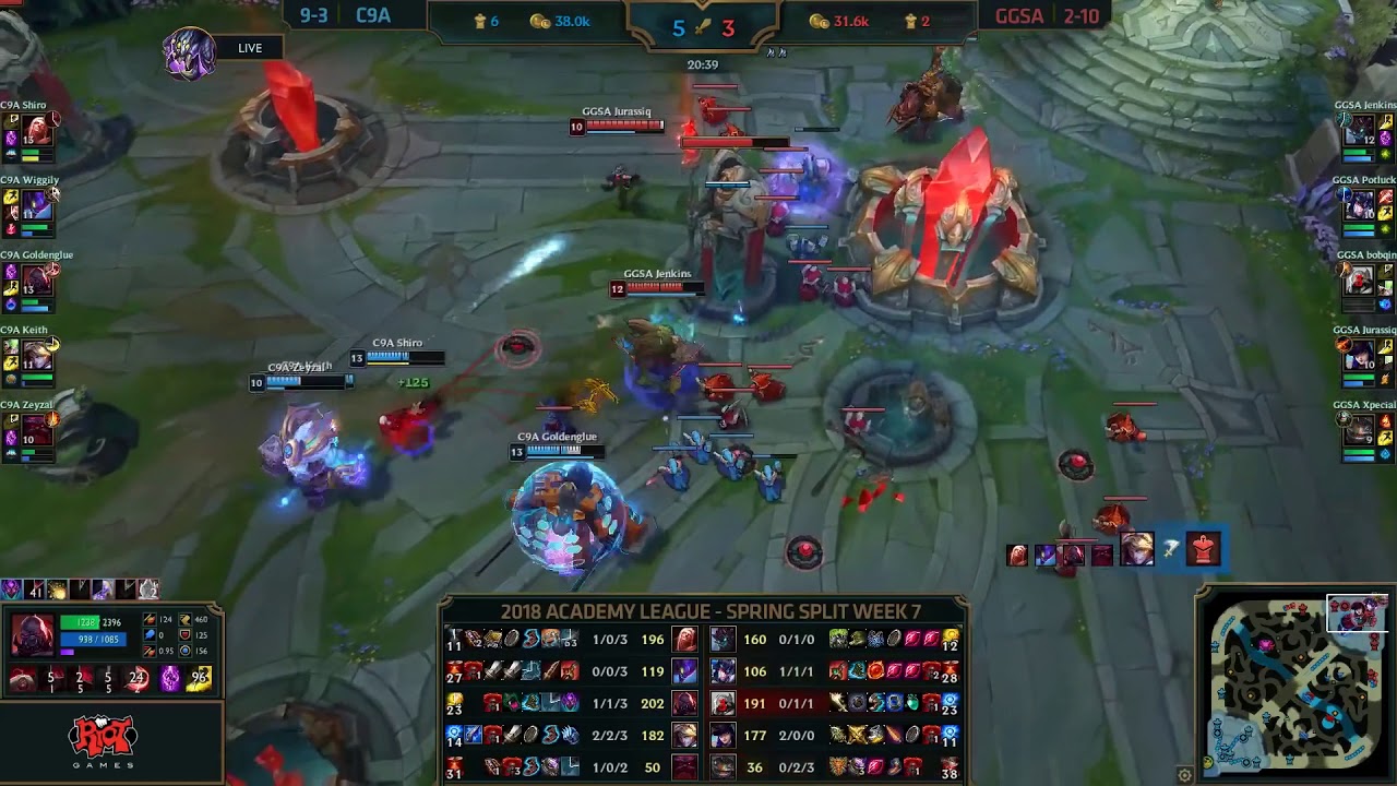 GGSA (Goldenglue's Sion) vs C9A (Bobqin's Azir) Highlights | NA Academy | Spring 2018 W7D1