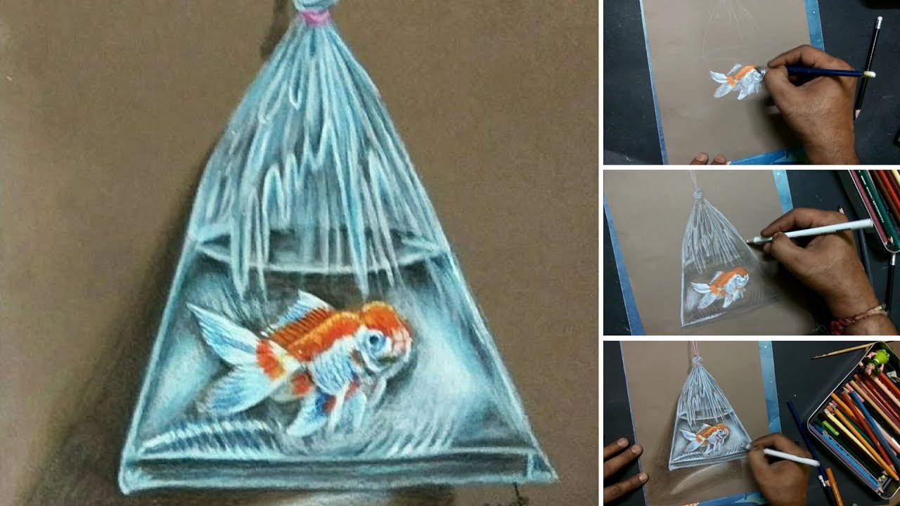 Amazing Realistic Drawing of Fish in Plastic Bag, 3D Art 4 You