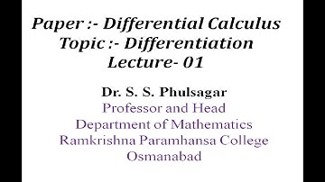 Differential Calculus: Differentiation. Lect .1