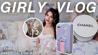 Thrift Haul, Barbie Talking Townhouse Tour, & Girly Office Tour 🎀