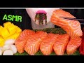 ASMR SALMON SASHIMI, SEA GRAPES, MANGO 연어회, 바다포도, 망고 먹방 (EATING SOUNDS) NO TALKING MUKBANG