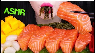 ASMR SALMON SASHIMI, SEA GRAPES, MANGO 연어회, 바다포도, 망고 먹방 (EATING SOUNDS) NO TALKING MUKBANG