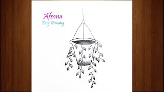 How to draw hanging flower basket | Pencil drawing | Step by step easy tutorial