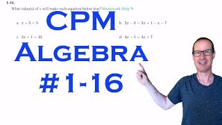CPM Algebra Chapter 1 Problem 16