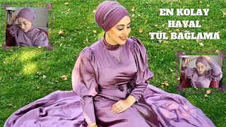 EN KOLAY GELİNBAŞI EVDE NASIL YAPILIR | Hayal tül baş yapımı | Hijabtutorial | Çapraz şal