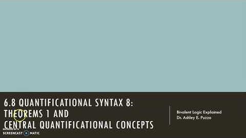 6.8a Quantificational Syntax 8: Theorems 1 & Central Syntactic Concepts