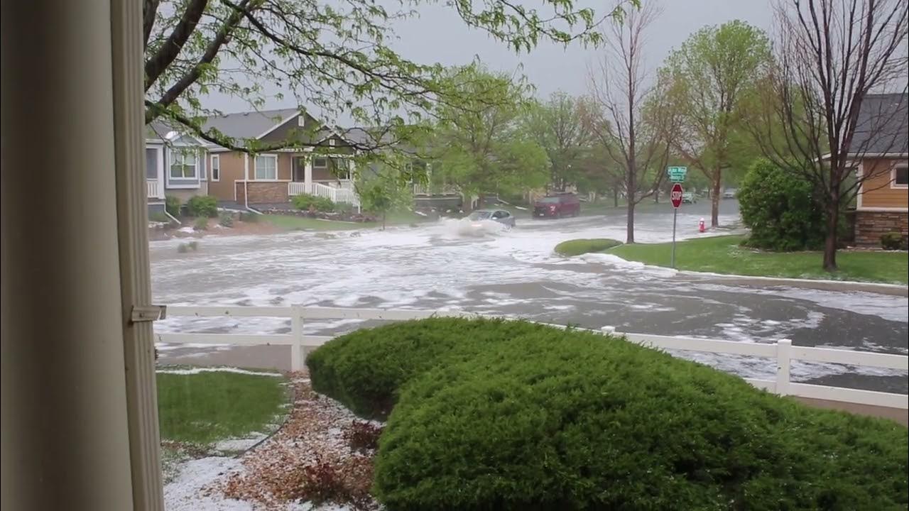 Longmont Hail and Street Flooding, with vehicles fording YouTube