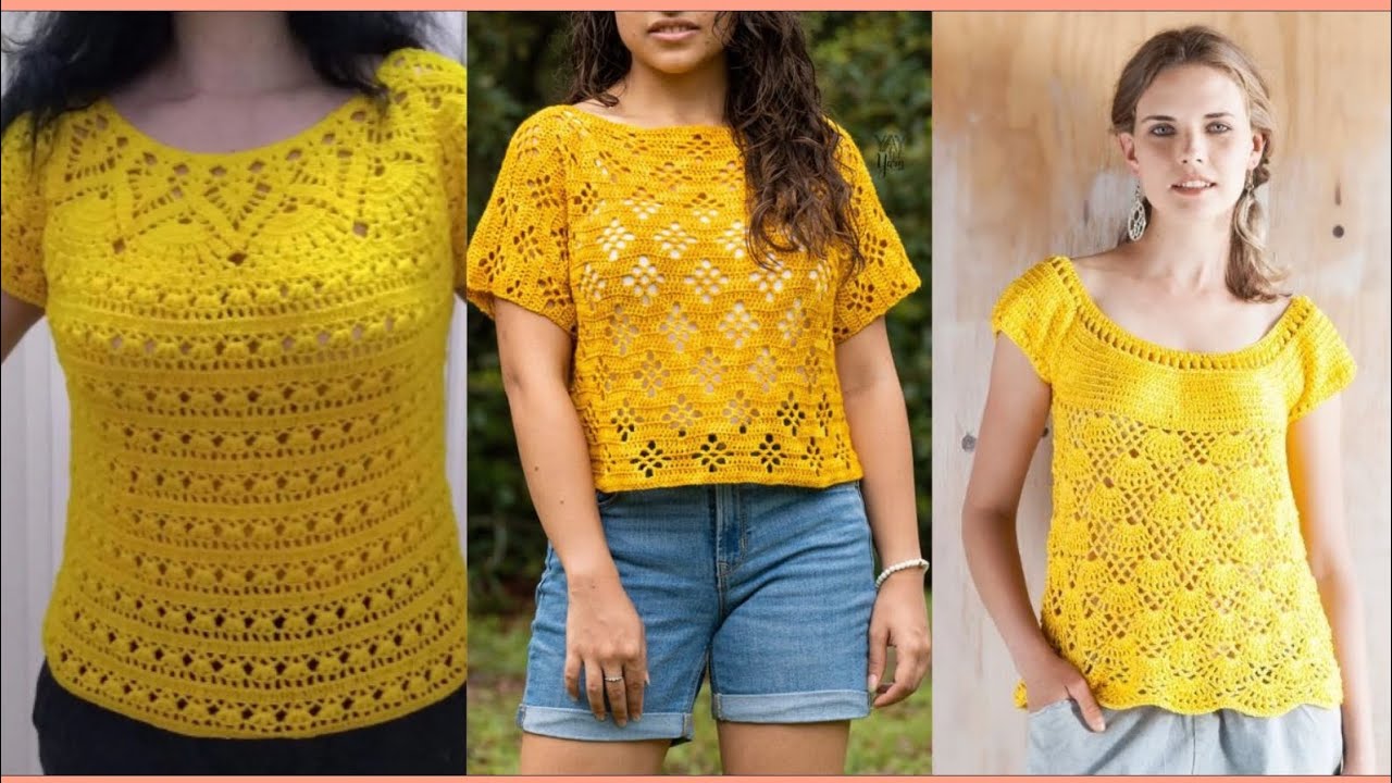 crochet knitted Cotton yarn Top/ Blouse easy crocheted cotton yarn