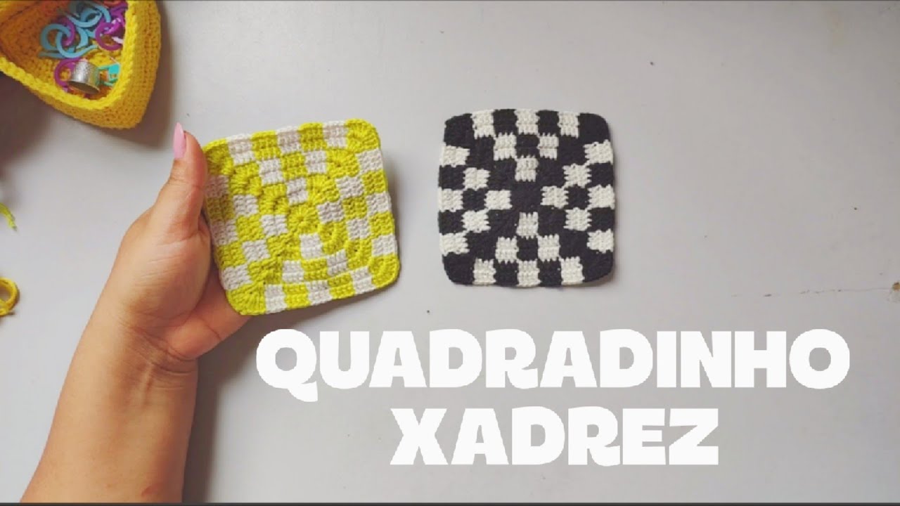 Vem aprender a fazer esse square xadrez de crochê - simples e bem lindo 🧶✨️