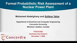 [FTSCS] Formal Probabilistic Risk Assessment of a Nuclear Power Plant