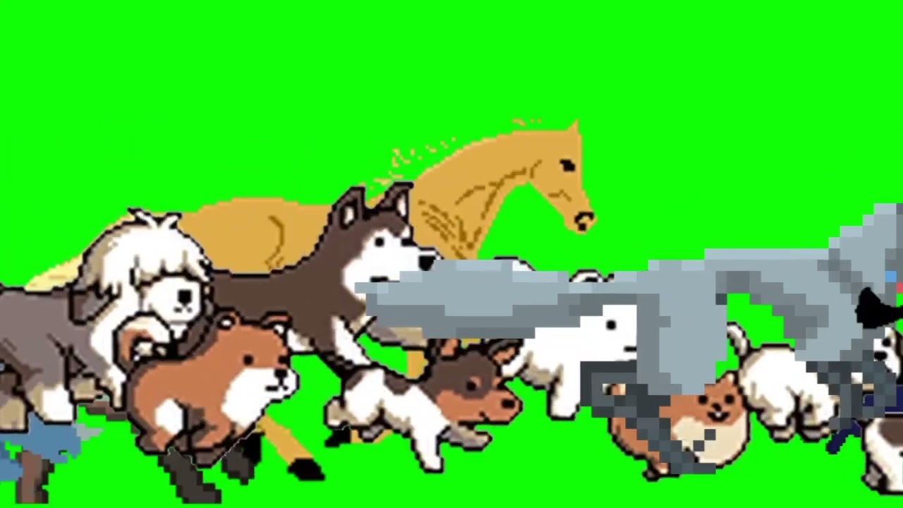 Pixel Runs Animal Stampede Green Screen