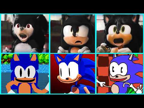 Sonic The Hedgehog Movie Dark Sonic vs Rewrite Sonic Uh Meow All Designs Compilation