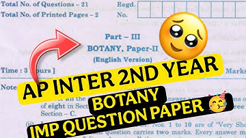 Ap Inter 2nd year Botany Important question paper 🥳🫂|| share Your friends ☺️