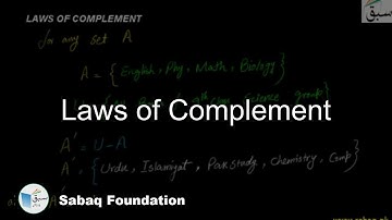 Laws of Complement, Math Lecture | Sabaq.pk
