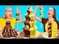 Chocolate Fountain Fondue Challenge | Crazy Battle &amp; Chocolate Cake by Sunny Funny!