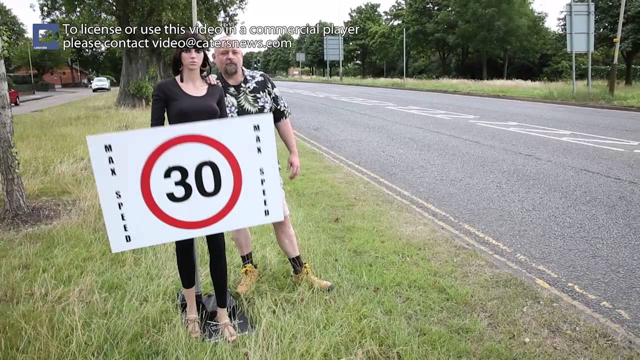 Man Creates Mannequin Holding Speed Sign To Warn Speeding Traffic