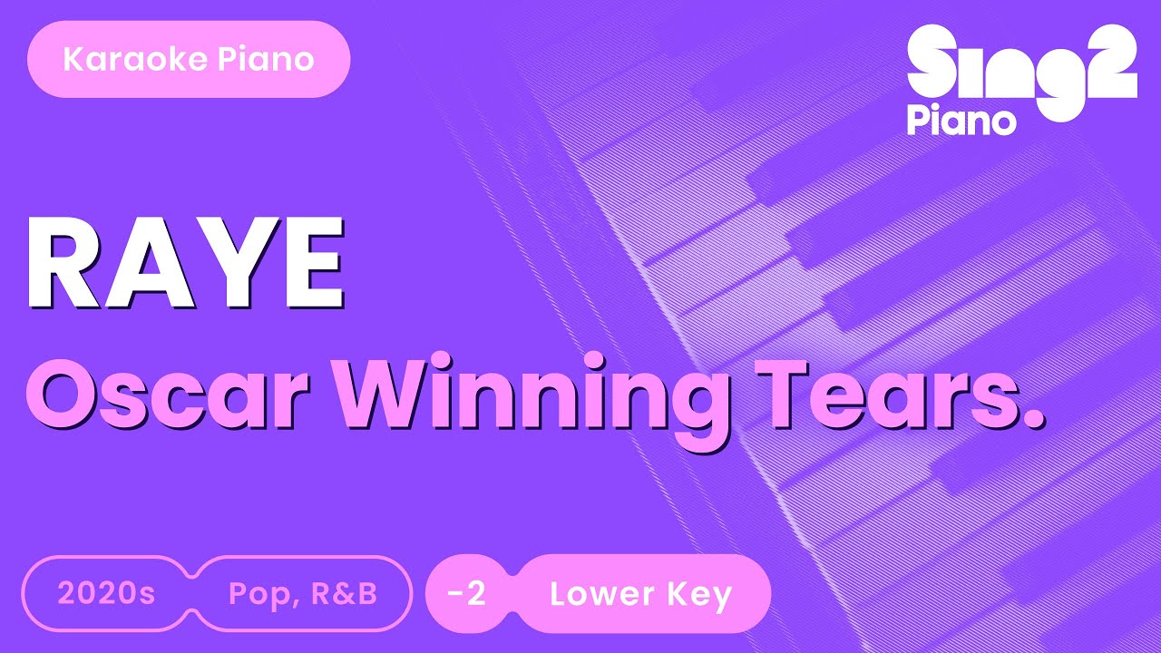 RAYE - Oscar Winning Tears. (Lower Key) Piano Karaoke