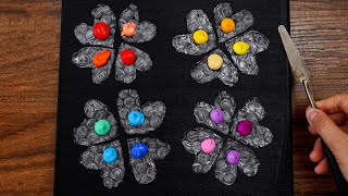 Flowers🌷 Acrylic Painting With Bubble Wrap, Cotton Swab #1170 / Relaxing Art