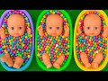 4 Minutes Satisfying with Full of 3 Rainbow BathTubs Candy with M&amp;M's &amp; Magic Slime Cutting Video 1
