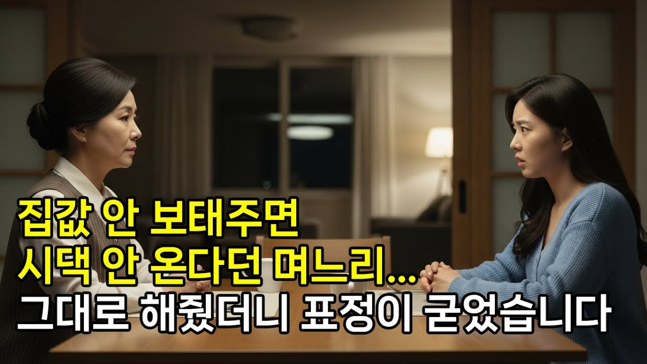 (실화) 집값 안 보태주면 시댁 안 온다던 며느리…그대로 해줬더니 표정이 굳었습니다