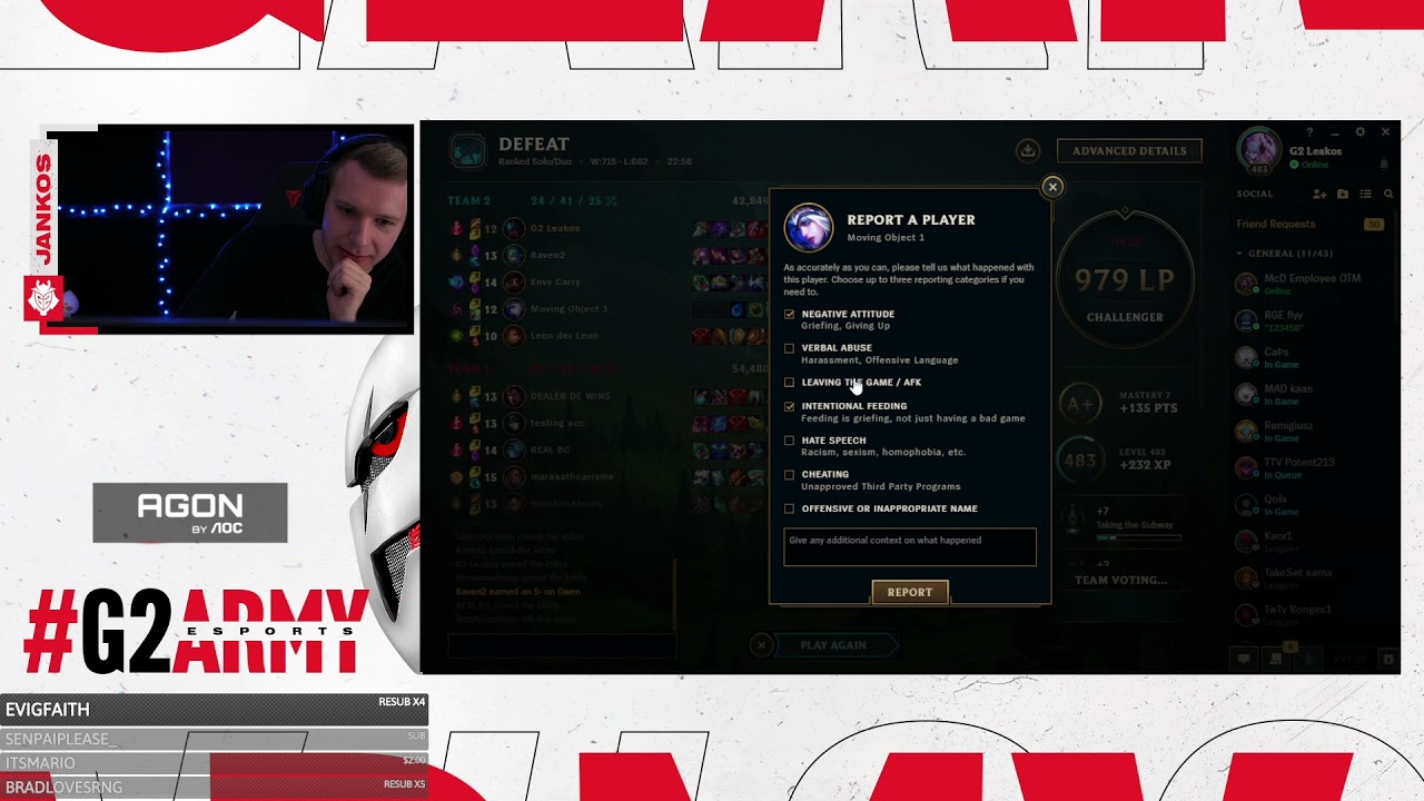 Jankos reporting RATIRL